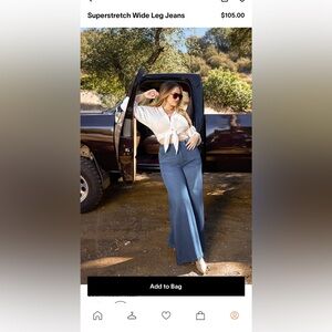 Popflex Superstretch Midrise Wide Leg Jeans - Medium, 32”inseam, Medium Wash.